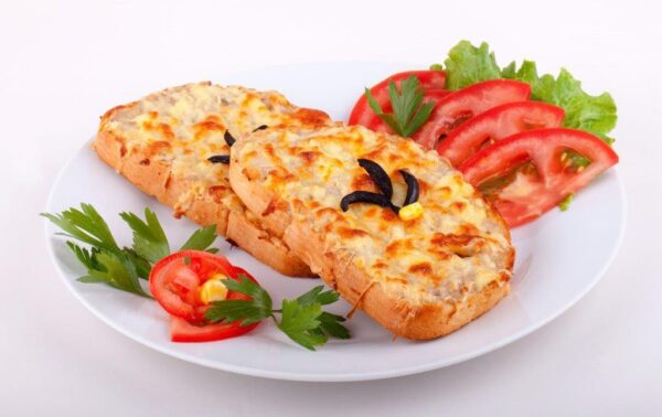 Focaccia toast with tomatoes and cheese